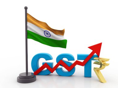 3d Görüntü GST Vergi Hindistan Beyaz arka planda izole