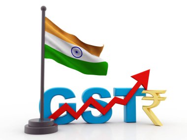 3d Görüntü GST Vergi Hindistan Beyaz arka planda izole