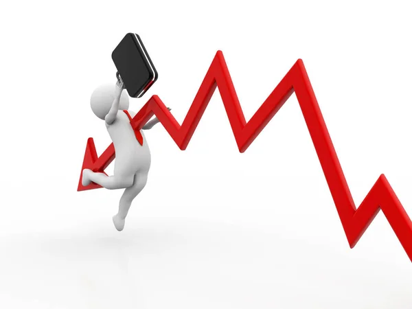 Stock Market Falling Business Crisis Concept Business Man Falling Graph — Photo