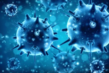 Mikroskobik arkaplan altında virüs. Solunum sistemi, Coronavirus hastalıkların yayılmasına karşı bilinçlendirme pankartı, semptomlar veya önlemler. Sağlık ve Sağlık Hizmetleri geçmişi