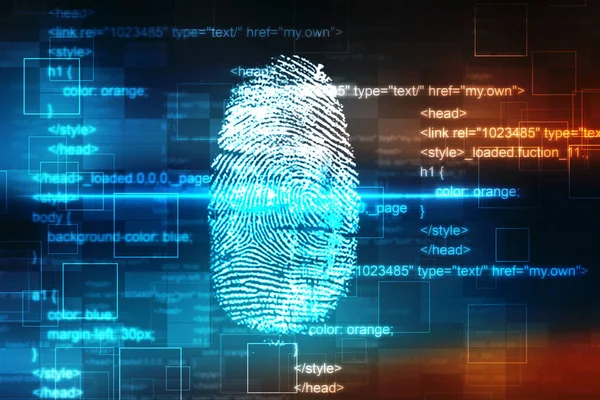 Sistema Identificación Escaneo Huellas Dactilares Autorización Biométrica Concepto Seguridad Empresarial —  Fotos de Stock