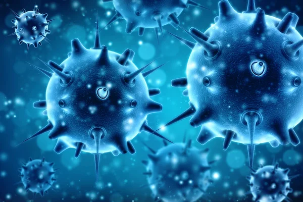 Virus under microscopic view background. Respiratory system, Coronavirus banner for awareness & alert against disease spread, symptoms or precautions. Medical and Healthcare background