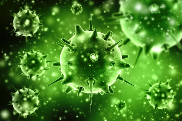 Virus under microscopic view background. Respiratory system, Coronavirus banner for awareness & alert against disease spread, symptoms or precautions. Medical and Healthcare background