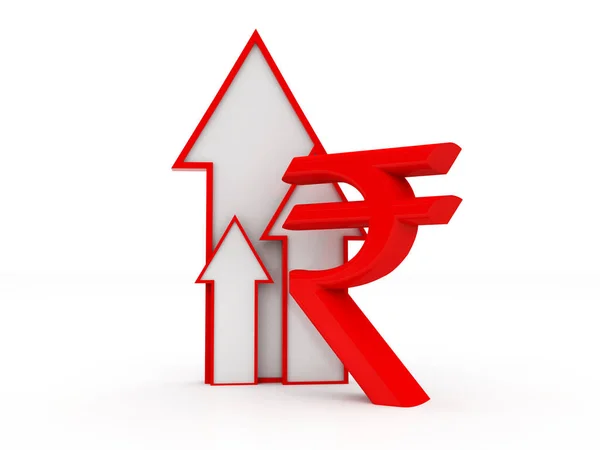 Business Arrow Την Υπογραφή Rupee Ινδική Rupee Έννοια Ανάπτυξης Έννοια — Φωτογραφία Αρχείου