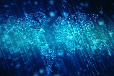 2d dünya haritası soyut arkaplan, Global Internet İletişim Arkaplanı, Teknoloji soyut arkaplan 