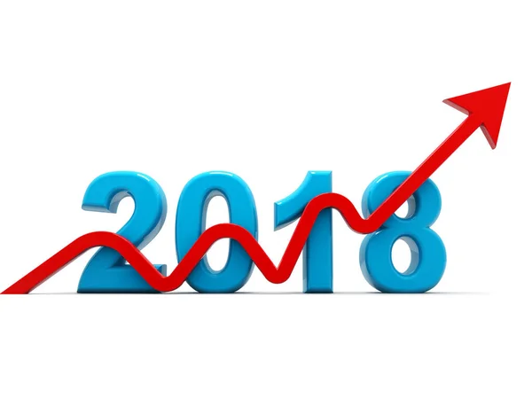 Gráfico Negócios Com Seta Para Cima Símbolo 2018 Representa Crescimento — Fotografia de Stock