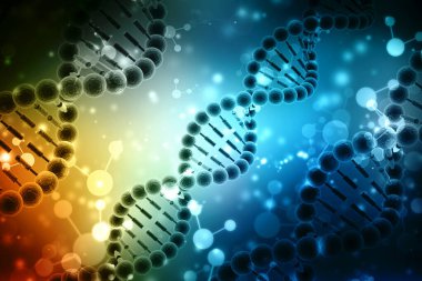 Dijital arkaplanda izole edilmiş DNA moleküllü biyokimya kavramı, 3D görüntüleme