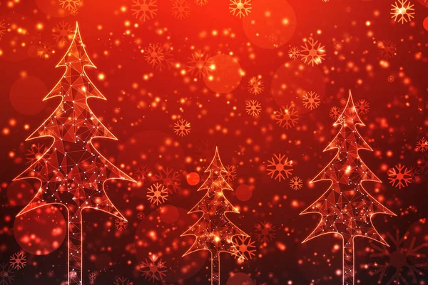 Jul Hälsning Bakgrund Med Snöflingor Sken Ljus Och Partiklar Bokeh — Stockfoto