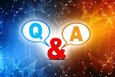 Soru ve Cevap Kabarcık Sohbeti, q ve bir konsept 3d illüstrasyon