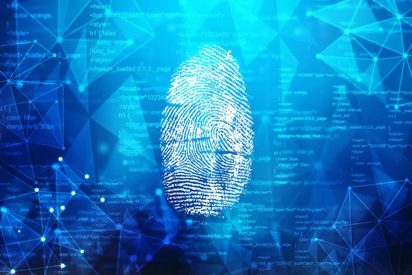 Fingeravtrycksläsare Biometrisk Auktorisation Och Affärssäkerhet Koncept Fingeravtryck Skanning Digital Skärm — Stockfoto