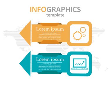 İki element ve şekilli modern ve yaratıcı Business Infographic şablonu. Süreç, sunum, eğitim, diyagram, iş akışı düzeni, bilgi grafiği, web tasarımı için kullanılabilir. Vektör illüstrasyonu