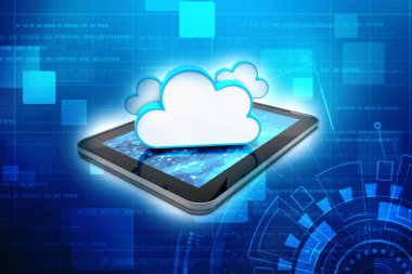 3D rendering Cloud bilgisayar kavramı, Cloud internet teknolojisi kavramı arka plan, Cloud bilgisayar ve ağ güvenliği teknolojisi kavramı