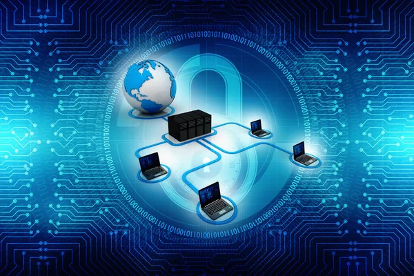 Rendering Datornätverk Datornätverk Med Globe Internet Kommunikation Bakgrund — Stockfoto