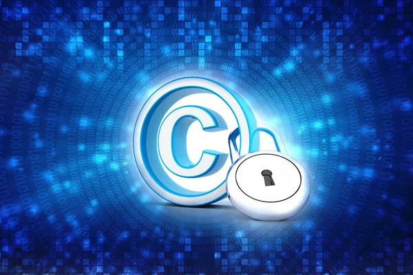 Ilustrační Symbol Autorského Práva Technologickém Pozadí Koncept Ochrany Autorského Práva — Stock fotografie