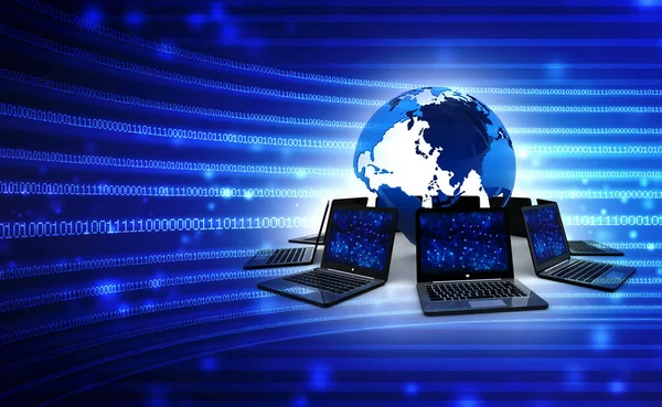 3d rendering Computer network, Computer network with Globe, Internet Communication background