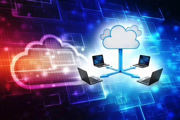 3d rendering Cloud computing concept, Cloud internet technology concept background, Cloud computing and network security technology concept