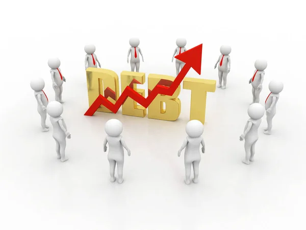 Lidé Kolem Slova Dluh Koncept Dluhu Rendering — Stock fotografie