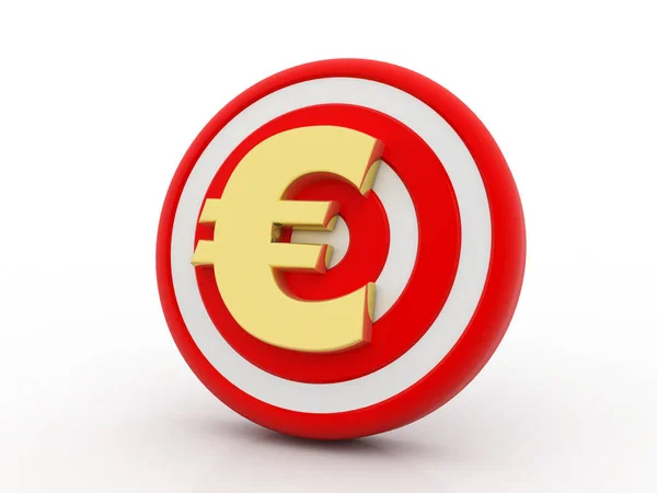 Σημάδι Στόχος Και Νόμισμα Ευρώ Λευκό Φόντο Έννοια Του Στοχεύοντας — Φωτογραφία Αρχείου