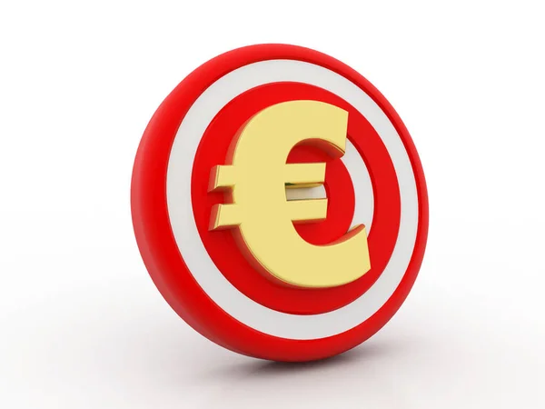 Σημάδι Στόχος Και Νόμισμα Ευρώ Λευκό Φόντο Έννοια Του Στοχεύοντας — Φωτογραφία Αρχείου