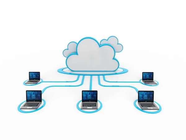 Rendering Cloud Computing Konzept Cloud Internet Technologie Konzept Vor Weißem — Stockfoto