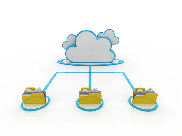 3d rendering Cloud computing concept, Cloud internet technology concept in white background, Cloud computing and network security technology concept