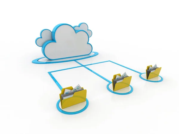 3d rendering Cloud computing concept, Cloud internet technology concept in white background, Cloud computing and network security technology concept