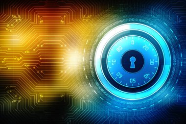 Dijital arka planda asma kilit kapatıldı. Teknoloji güvenlik kavramı. Modern güvenlik dijital arka planı. Kilit Koruma Sistemi, Siber Güvenlik ve Bilgi ve Ağ Koruması