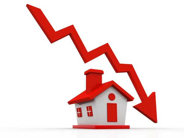 Image House Graph Falling Real Estate Concept Rendering — Stock Photo, Image