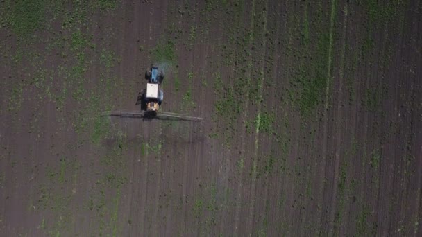 Tecnica rurale gestisce campo da parassiti — Video Stock