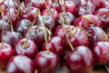 Kırmızı kirazlar, kirazlar yakın çekim, makro