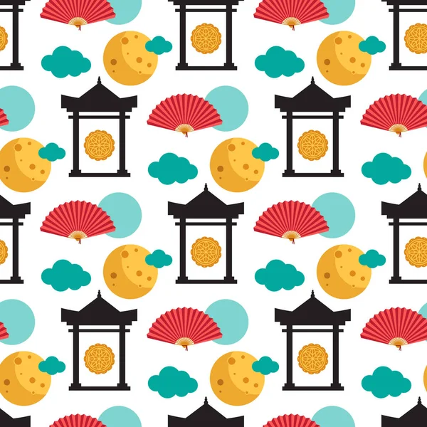 Bright seamless pattern dedicated to the Chinese folk festival — Stock Vector