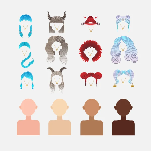 A set of elements to create the character of the girl — Stock Vector