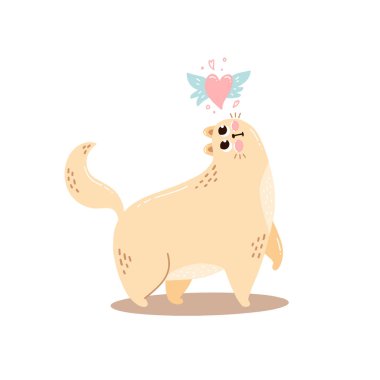 Kartpostal karakteri ile şirin el çizilmiş kedi olduğunu