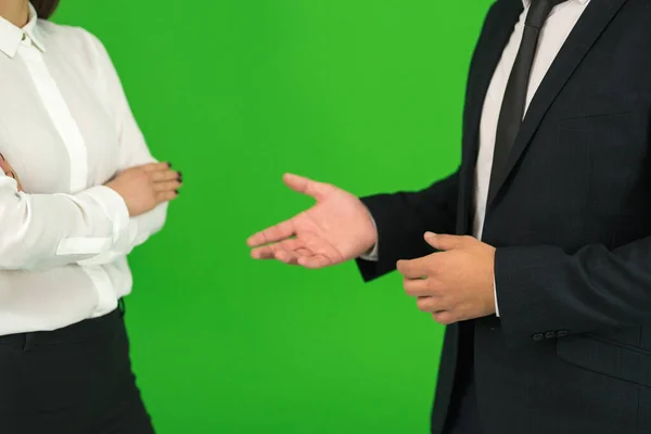 Gesto Del Hombre Mujer Sobre Fondo Verde — Foto de Stock