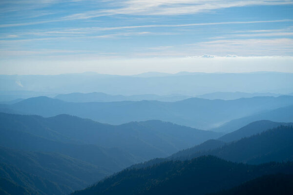The beautiful foggy mountain landscape