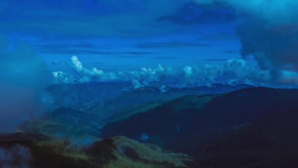 Volo Nuvole Blu Sopra Montagna Iperlasso — Video Stock