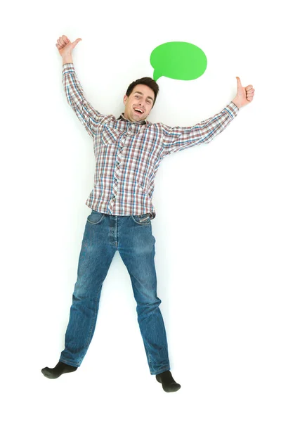 Man Lay Thumbs White Background View — Stock Photo, Image