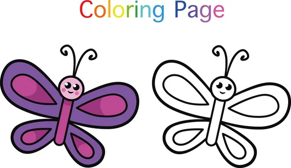 Página Para Colorear Mariposa Para Niños Ilustración Vectorial — Vector de stock