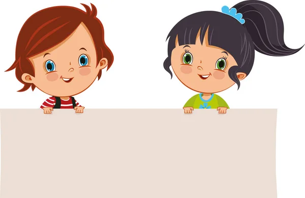 Children Holding Blank Sign Vector Illustration — Stock Vector