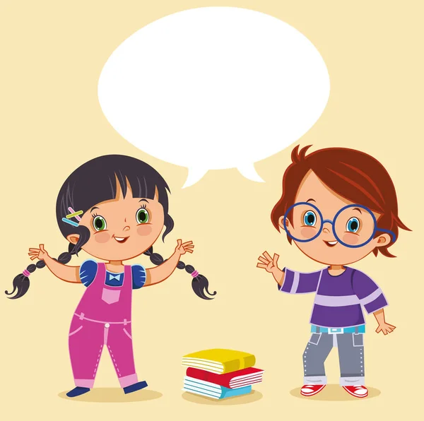 Doi Copii Vorbesc Ilustrație Vectorială — Vector de stoc