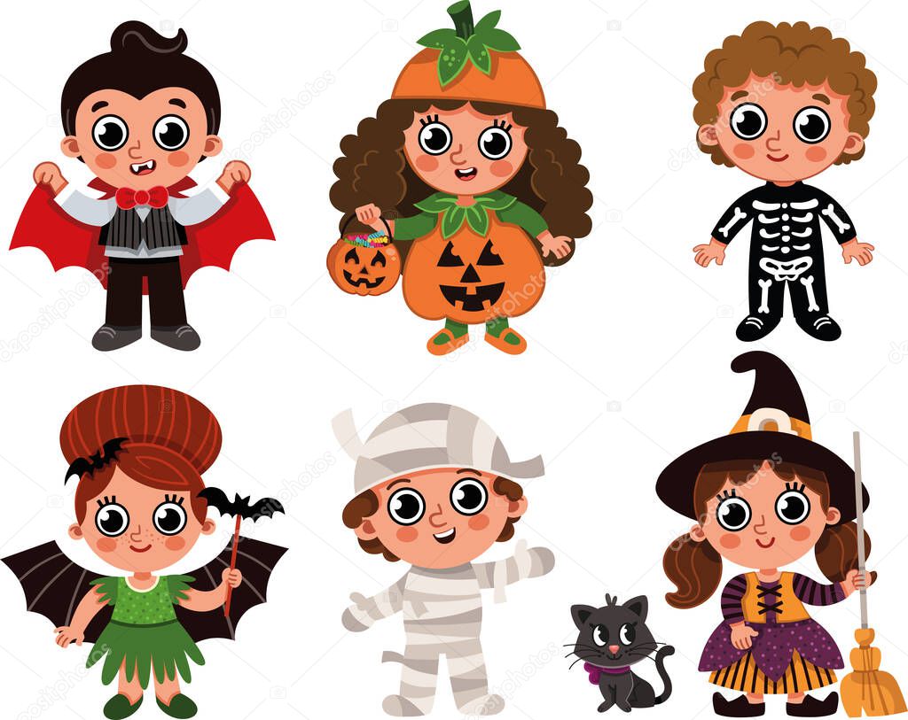 Halloween Kids Vector Illustration.