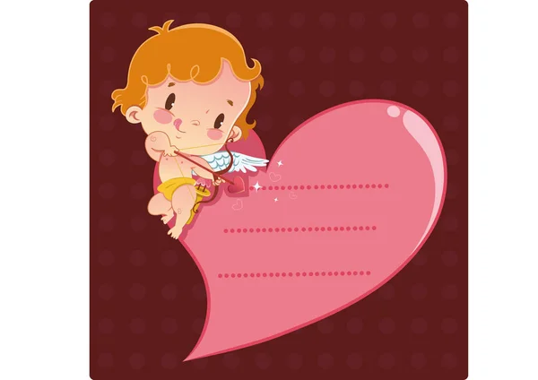 Personagem Cupido Dos Desenhos Animados Tem Uma Mensagem Ilustração Vetorial — Vetor de Stock