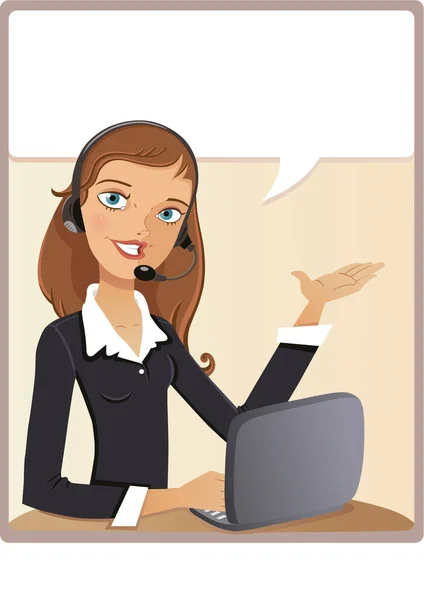 Call Center Girl Vector Illustration — Stock Vector