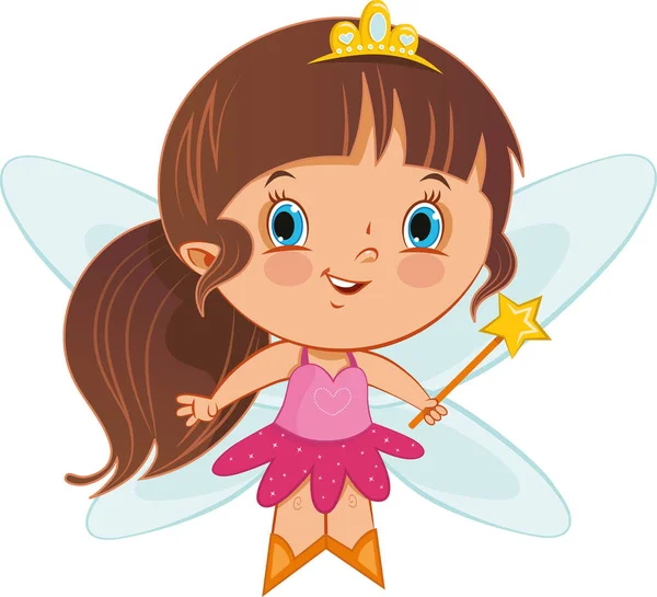 Cartoon Fairy Prinses Personage Vector Illustratie — Stockvector