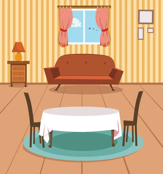 Vector Illustration Dining Room — Stock Vector