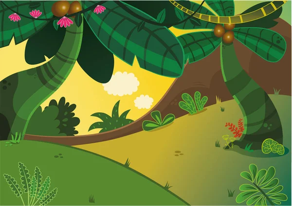 Bosque Tropical Dibujos Animados Ilustración Vectorial — Vector de stock