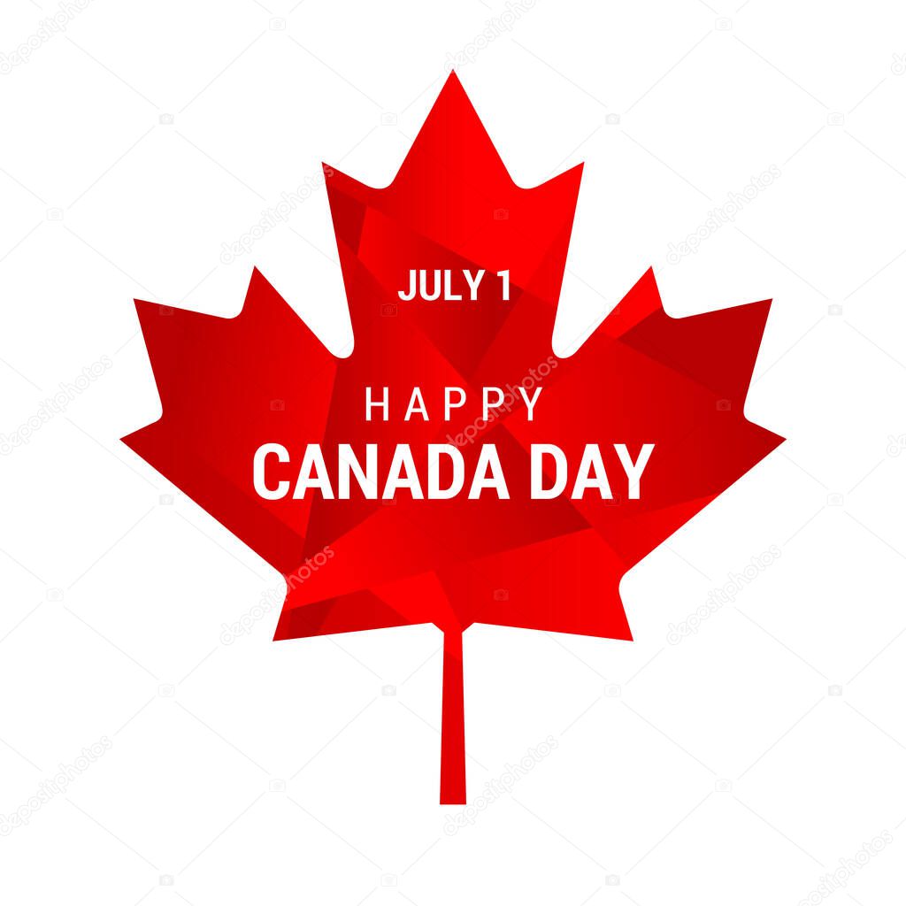Canada day. Vector abstract banner in the style of low poly with Maple leaf. Illustration, happy Canada day July 1 poster for social media and networks