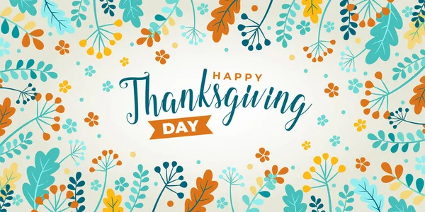 Happy Thanksgiving Day Vector Banner Greeting Card Background Text Happy — Stock Vector