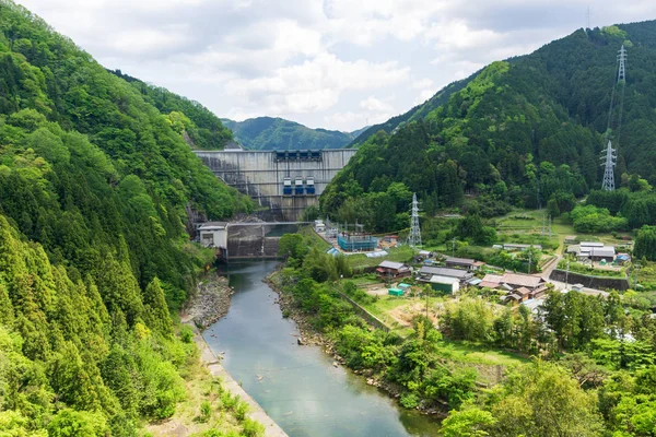 Tájkép Yahagi Dam, Aichi, Japán. — Stock Fotó