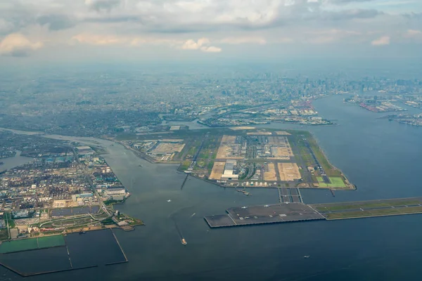 Aerial view of Tokyo Bay around the Haneda International Airport